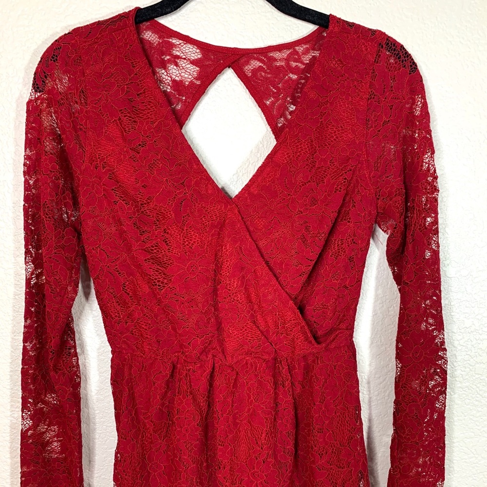 Abercrombie &Fitch Red Lace XXS Long Slee… - Picture 2 of 10